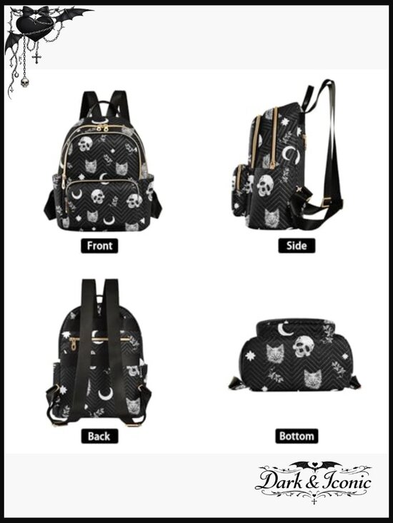 Women Lightweight Travel Backpack Purse Gothic Rucksack Mini Shoulder Bag